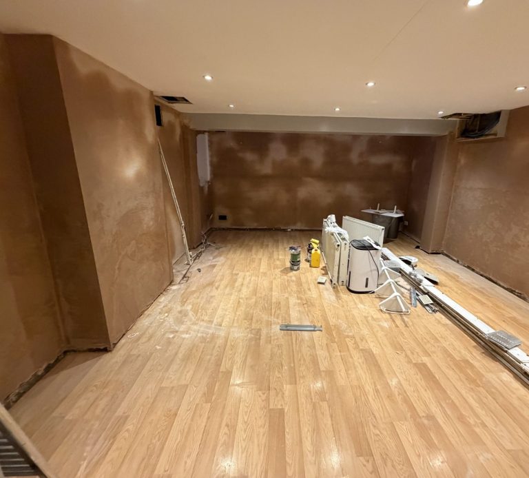 Alt text: Damp proofed basement following waterproofing works in Hendon, London
